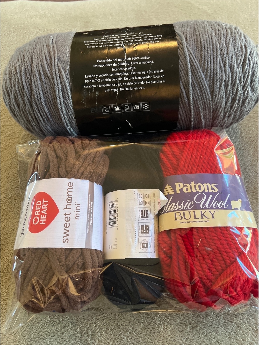 Red Heart Sweet Home Mini and Patons Classic Wool Bulky Yarn Bundle